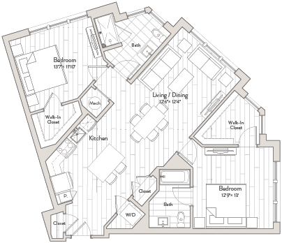 2 Bed/2 Bath-C4 floor plan
