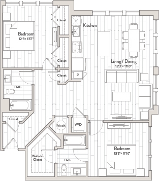2 Bed/2 Bath-C3 floor plan