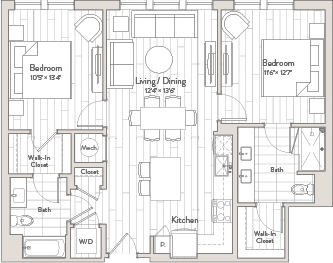 2 Bed/2 Bath-C2m3 floor plan