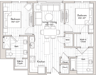2 Bed/2 Bath-C2m2 floor plan