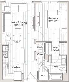 1 Bed/1 Bath-A2m3 floor plan