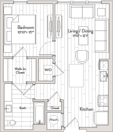 1 Bed/1 Bath-A10 floor plan