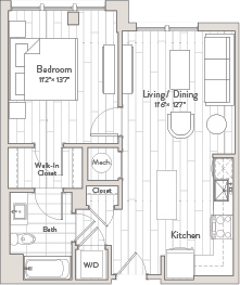 1 Bed/1 Bath-A2m2 floor plan