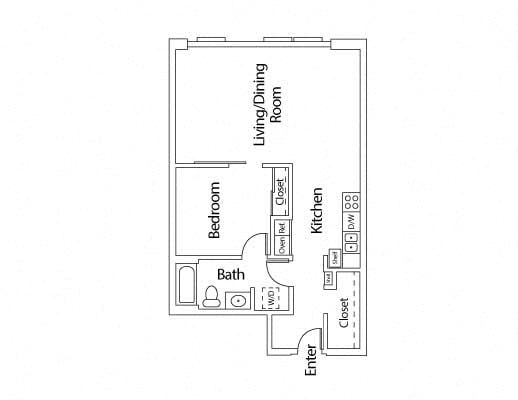 1x1 B floor plan