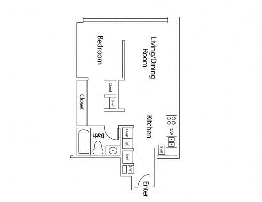 1x1 C floor plan