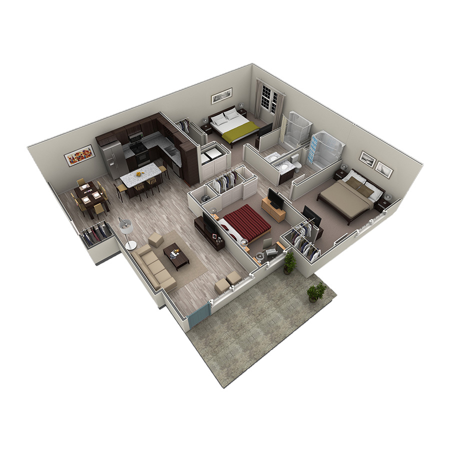 3 BR Grand Courtyard floor plan