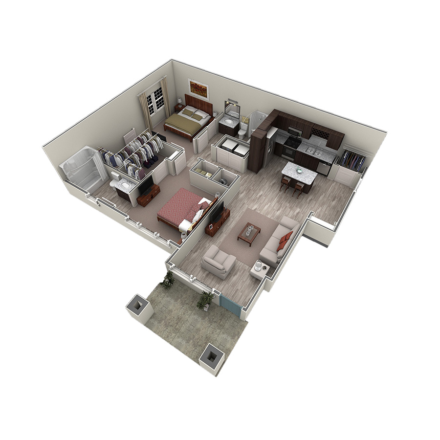 2 BR Designer Courtyard floor plan