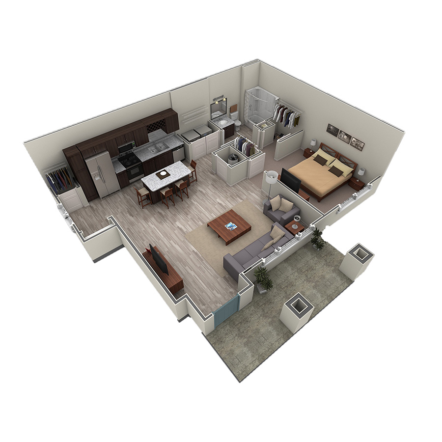 1 BR Grand Courtyard floor plan