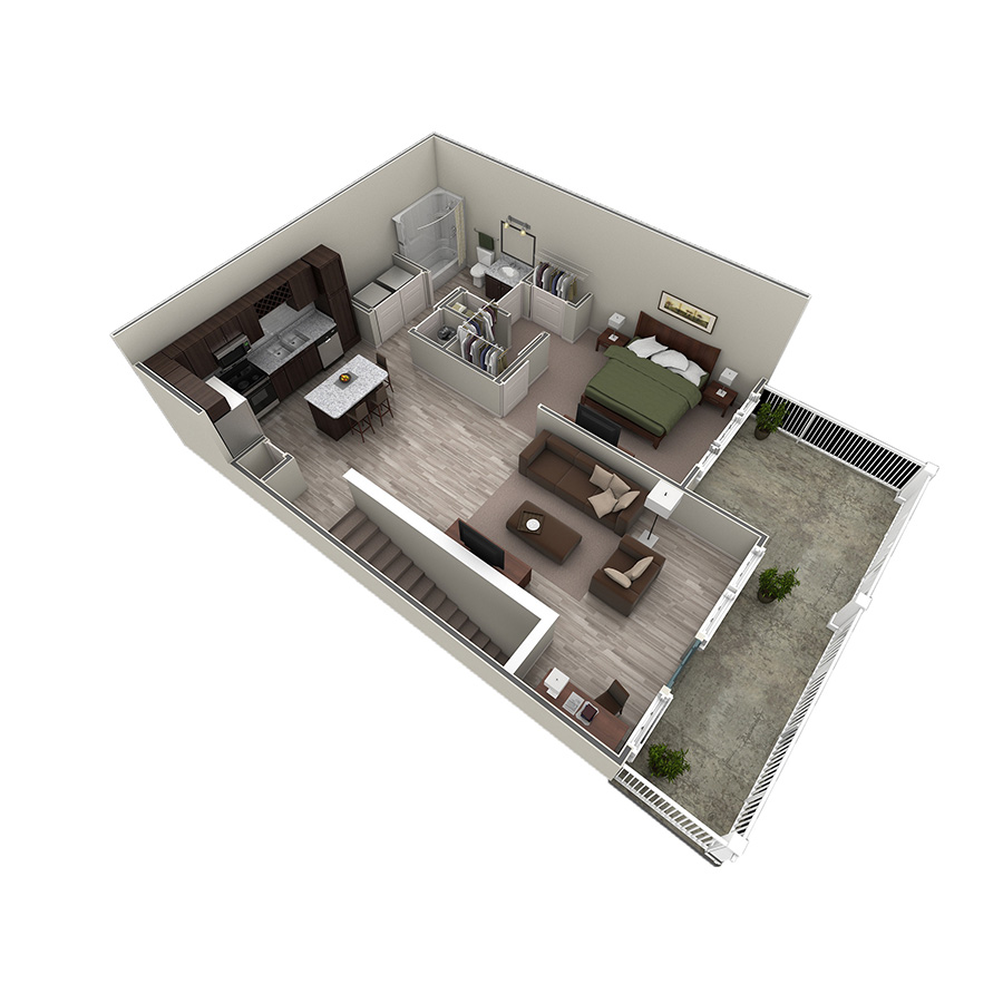 1 BR Designer Overlook floor plan