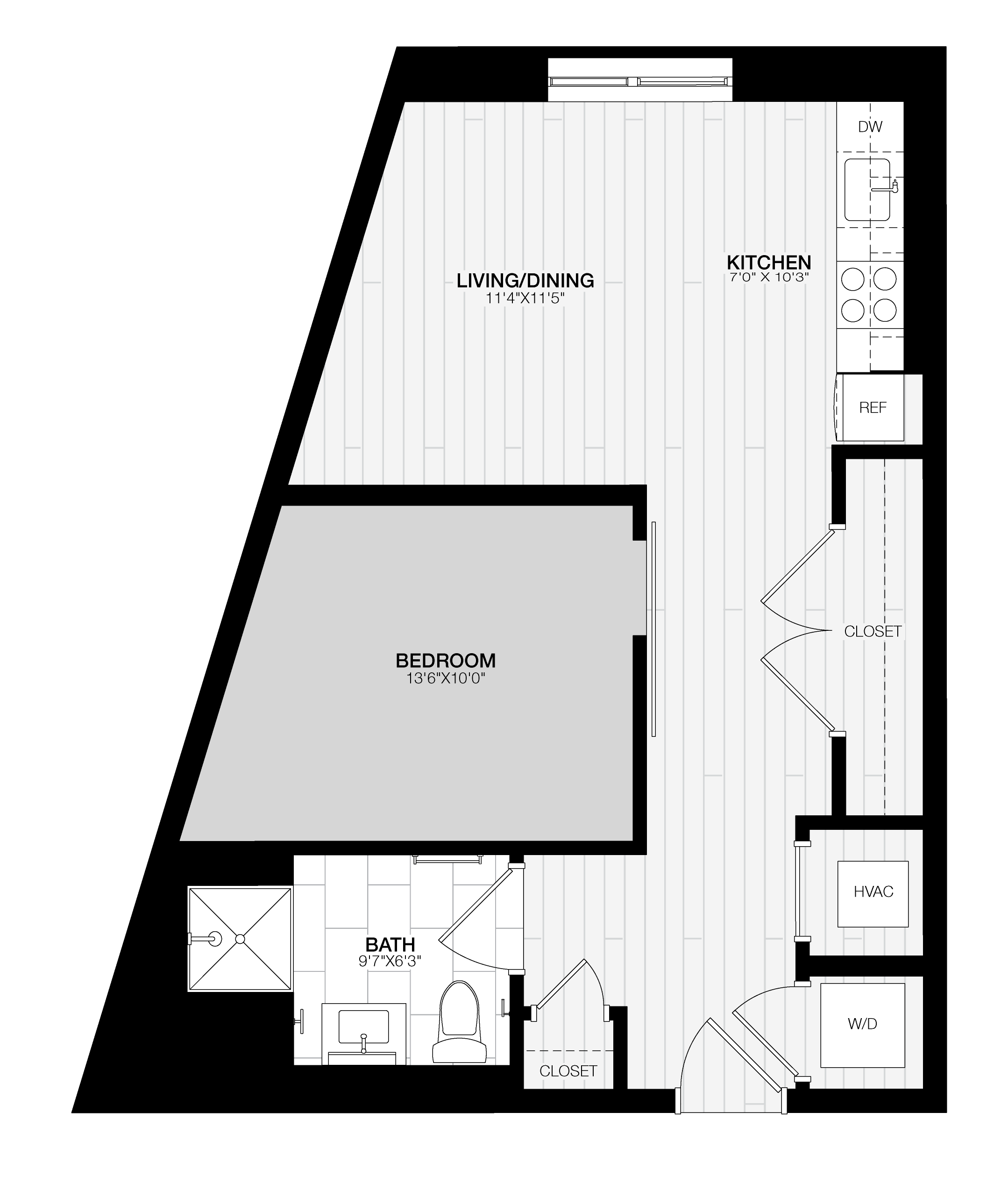 1 Bed/1 Bath JR-B4 floor plan