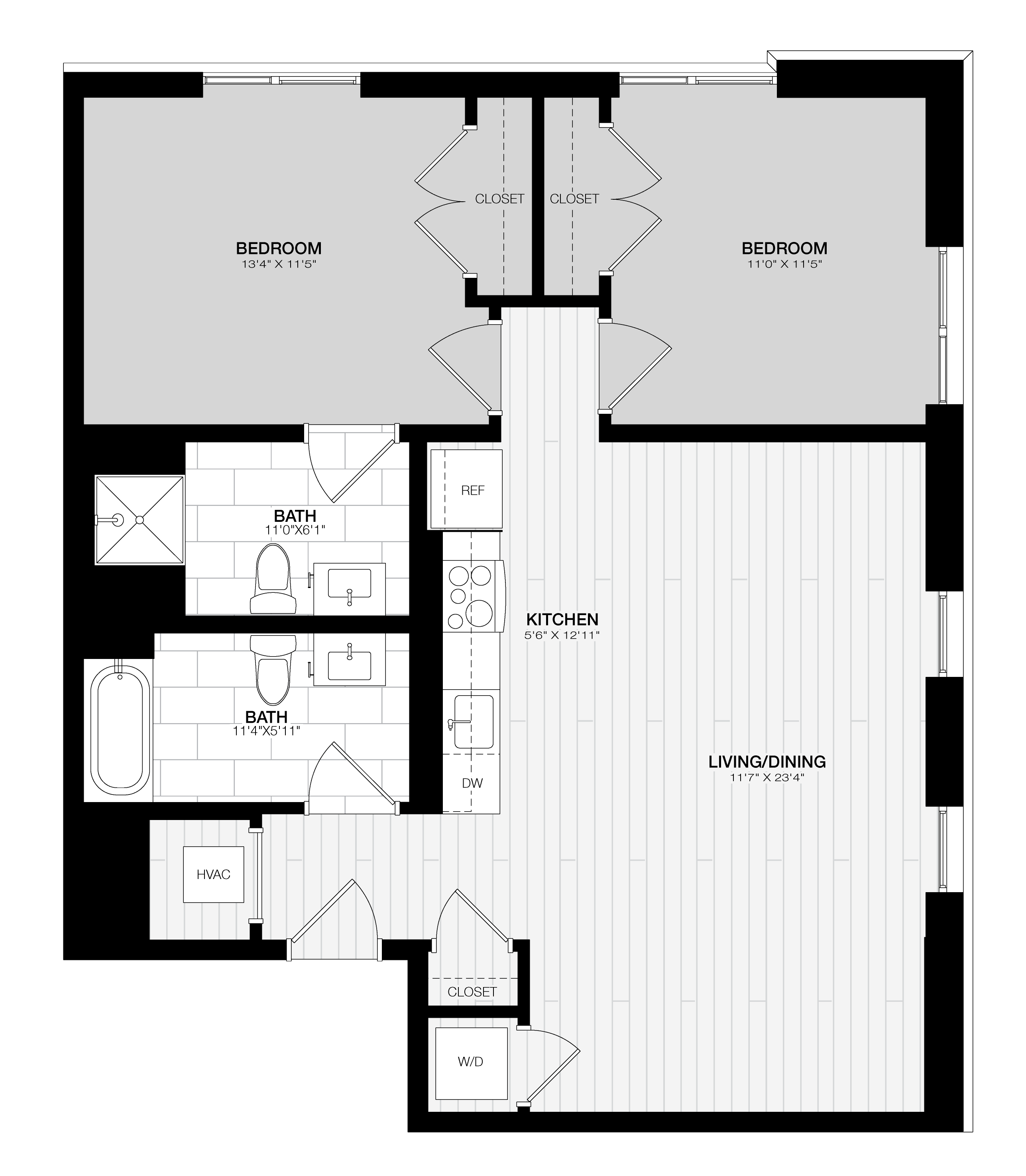 2 Bed/2 Bath-D2 floor plan