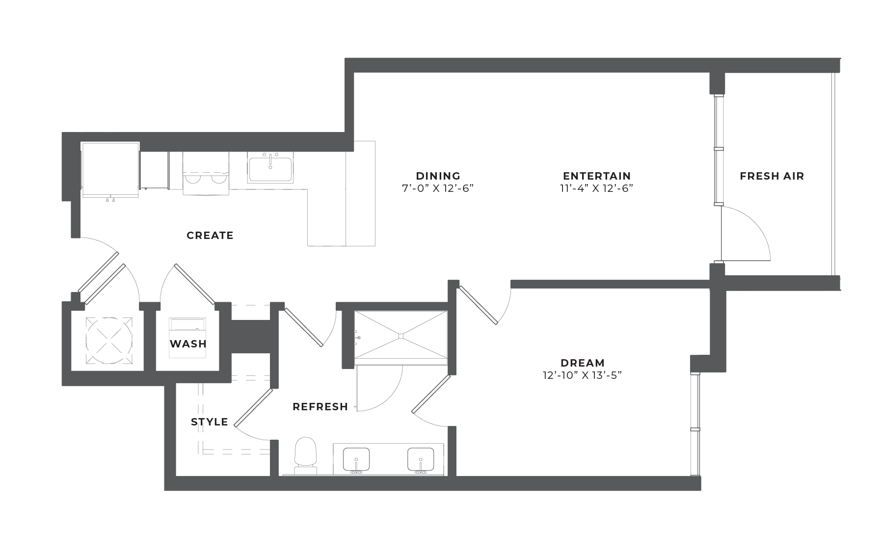 1 Bed/1 Bath-AH5 floor plan