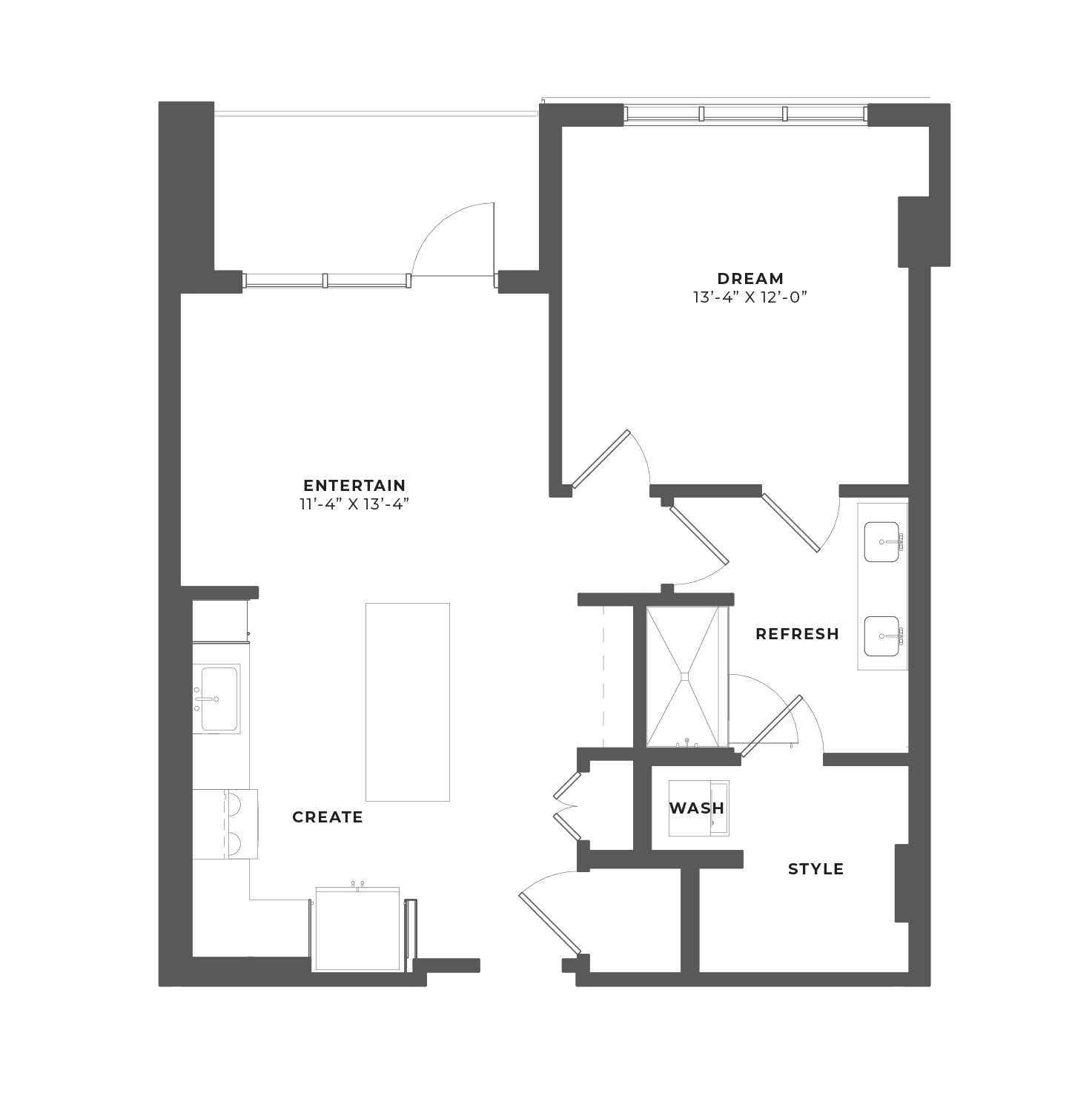 1 Bed/1 Bath-AH1-B floor plan