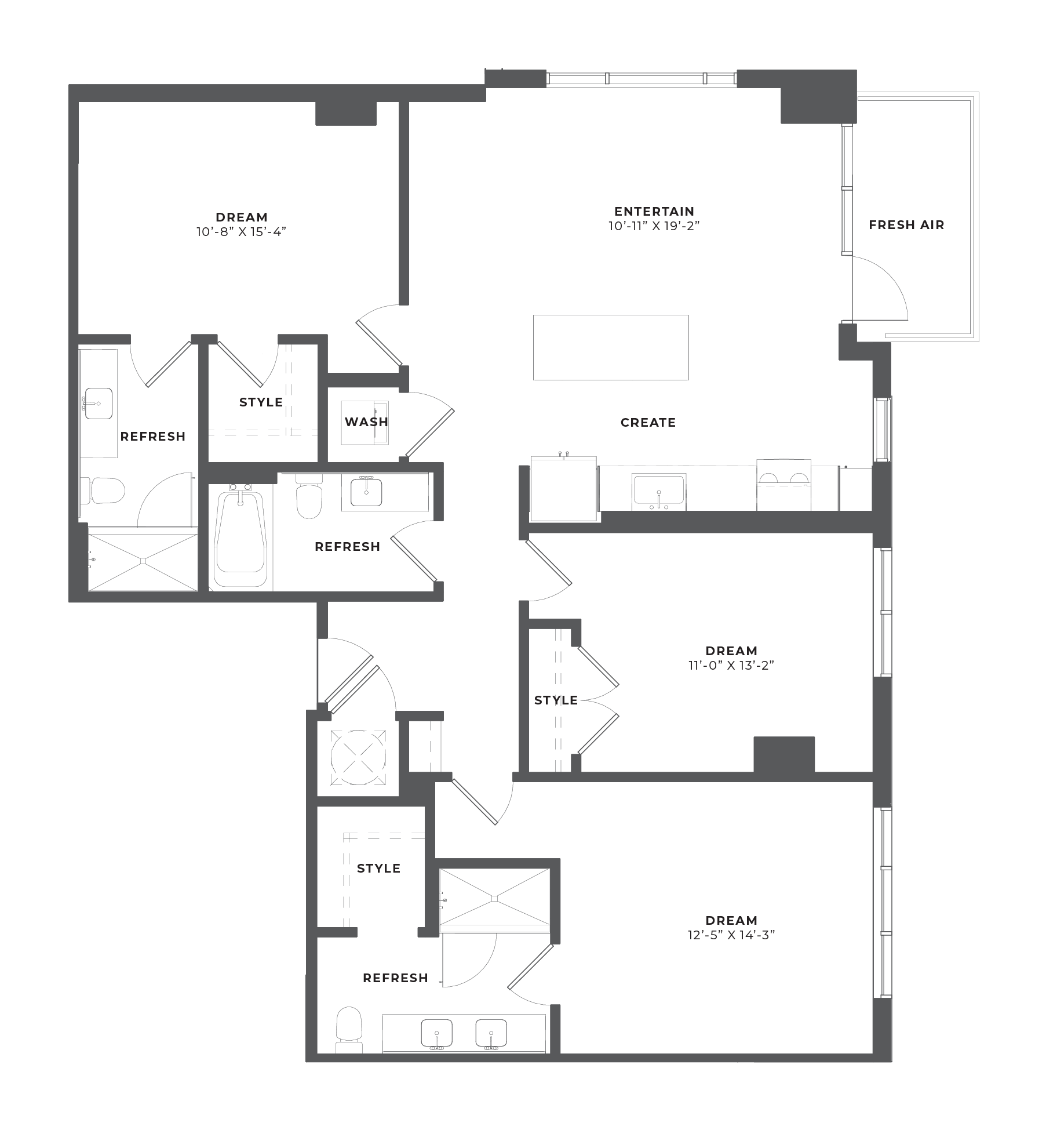 3 Bed/3 Bath-CH1 floor plan