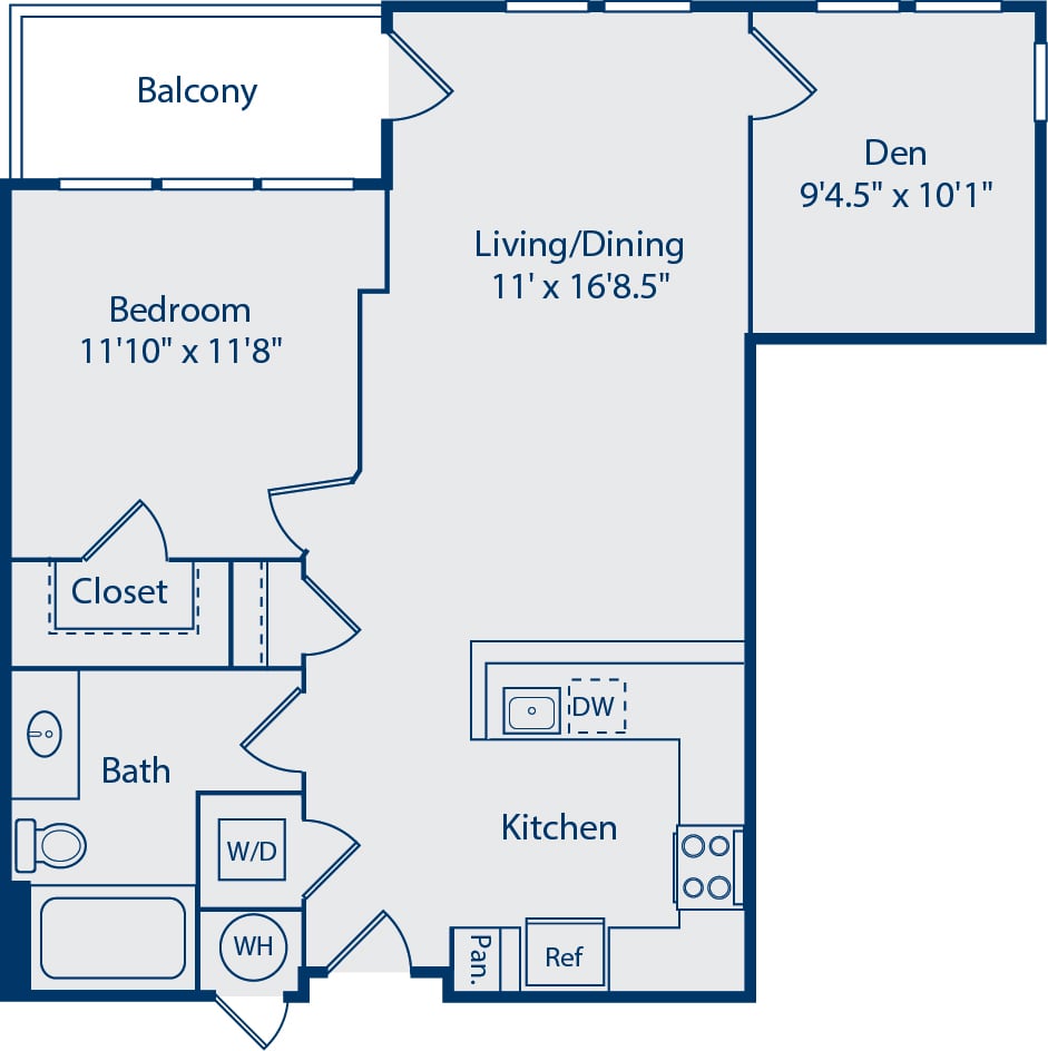1 Bed 1 Bath Den A1CN floor plan
