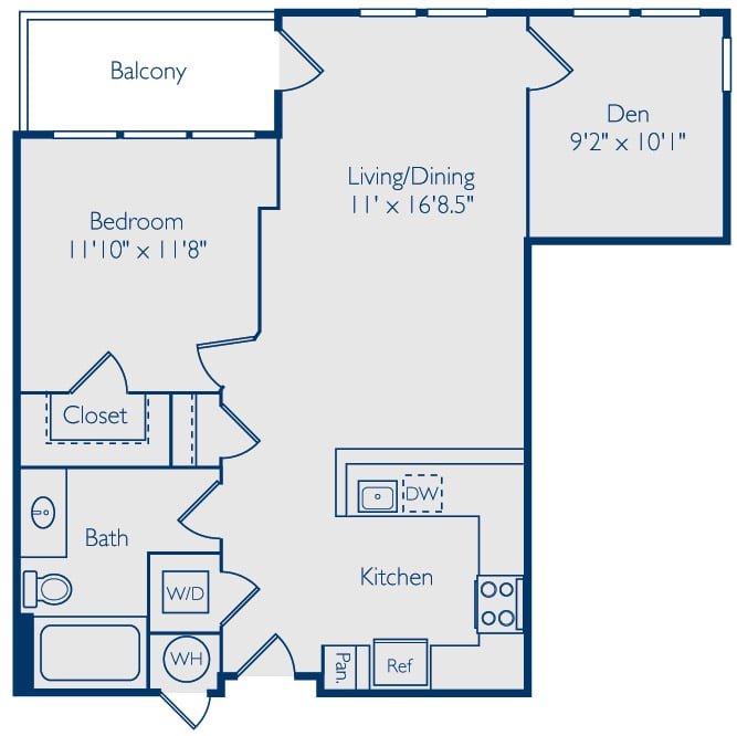 1 Bed 1 Bath Den A1BN floor plan