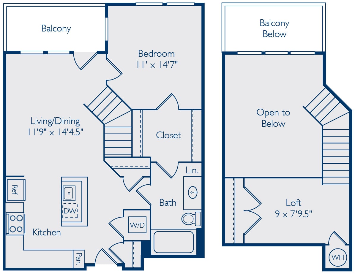 1 Bed 1 Bath A1SL floor plan