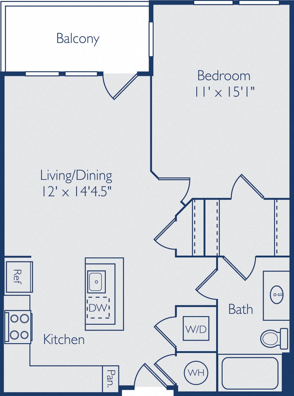 1 Bed 1 Bath A1G2 floor plan