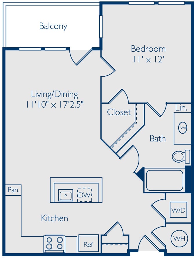 1 Bed 1 Bath A1G floor plan