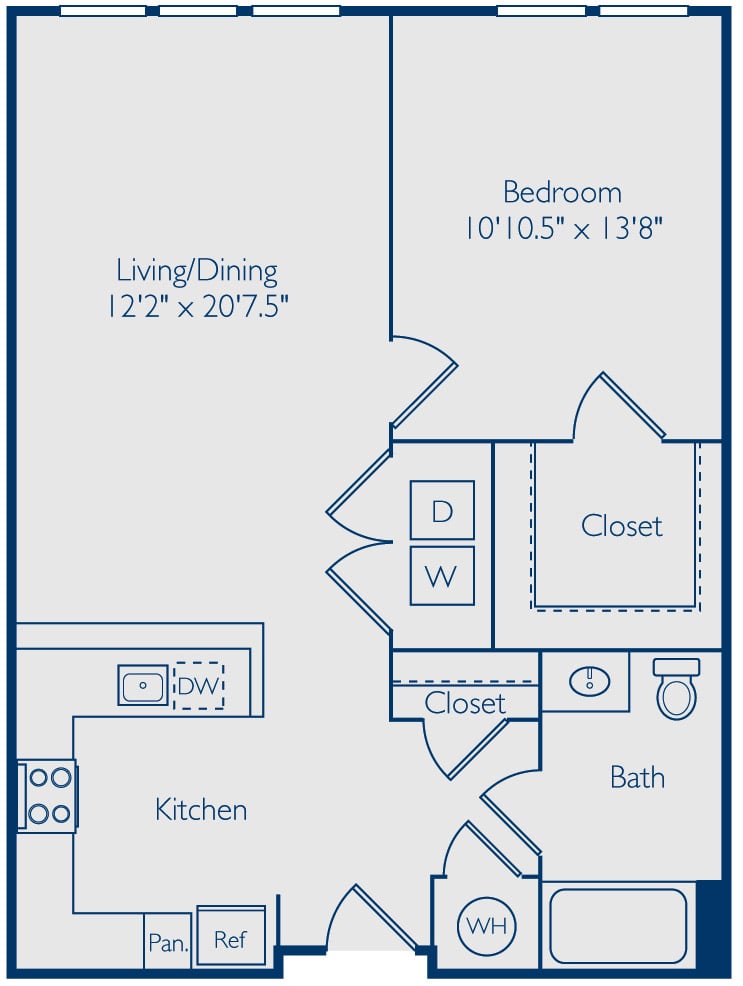 1 Bed 1 Bath A1O floor plan