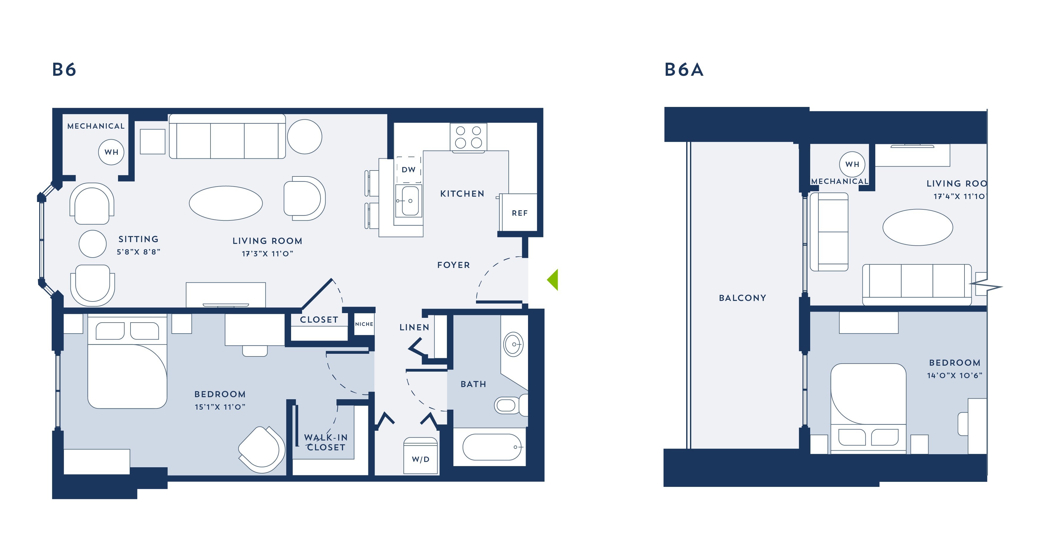 1 Bed/1 Bath-B6 floor plan