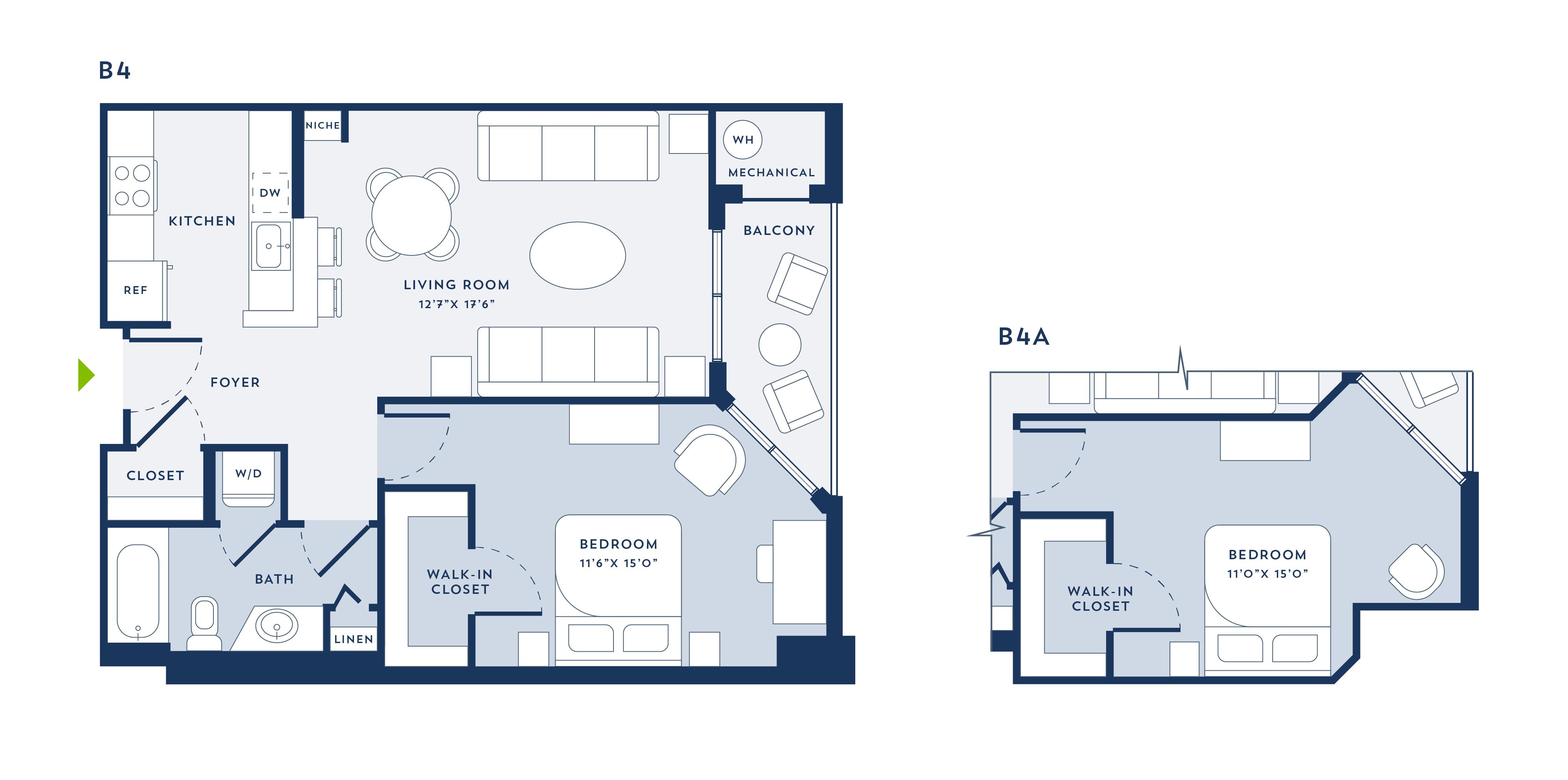 1 Bed/1 Bath - B4A floor plan
