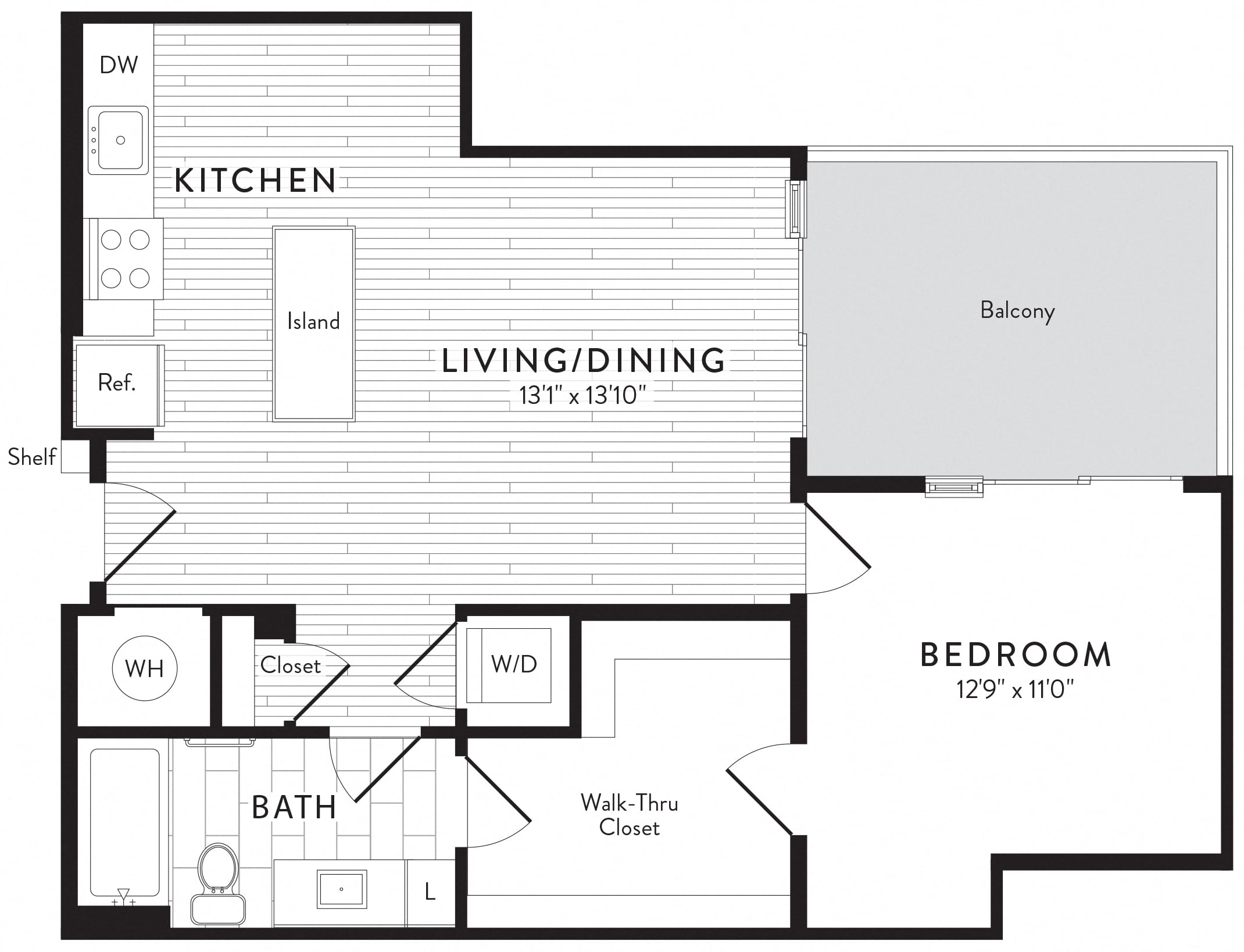 A5 - 1 Bed_1 Bath floor plan