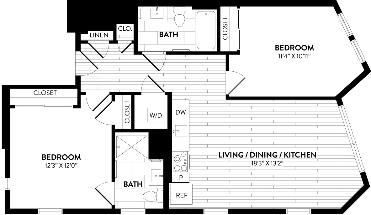 A2 2C - 2 Bed/2 Bath2C_922SQFT floor plan