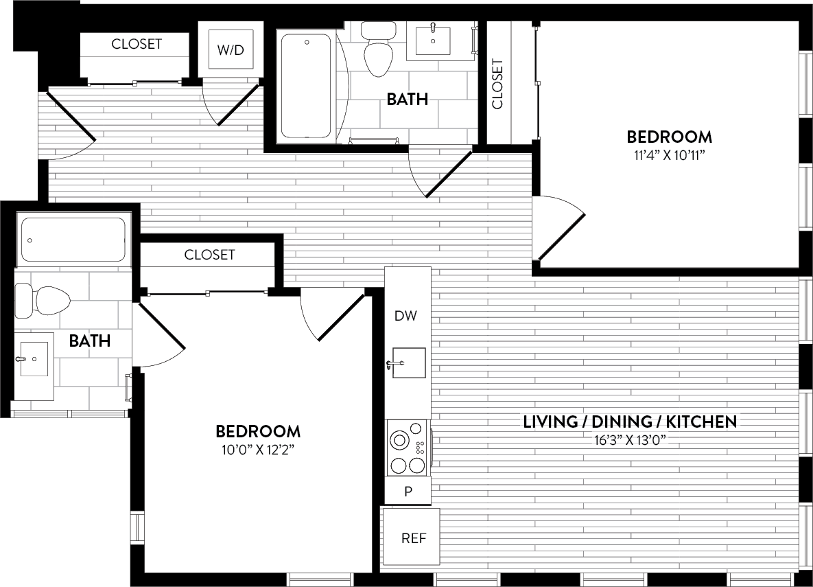 A2 2A - 2 Bed/2 Bath floor plan
