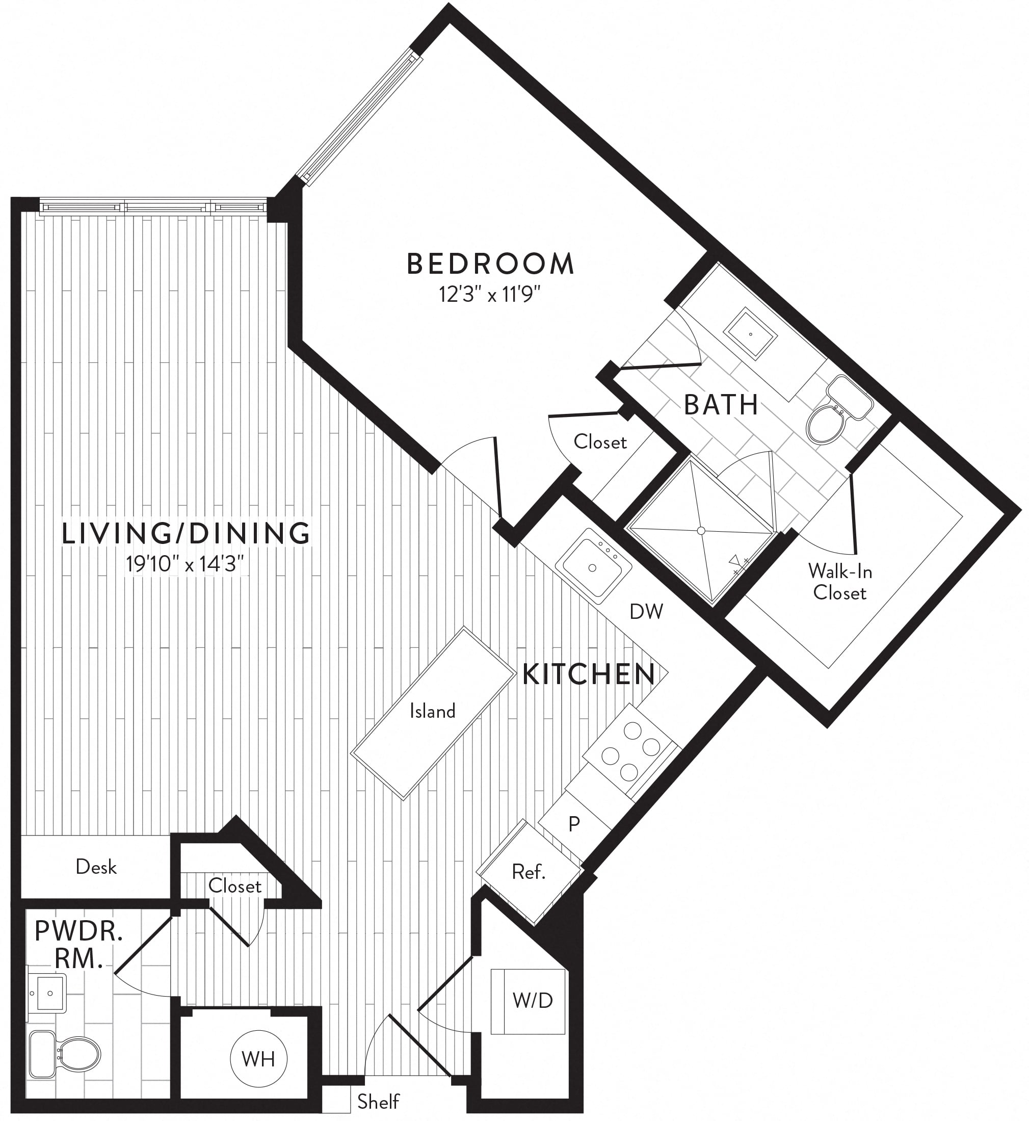A6 - 1 Bed_1.5 Bath floor plan