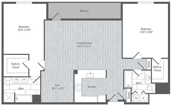 2 Bed 2 Bath Den - BDP1 floor plan