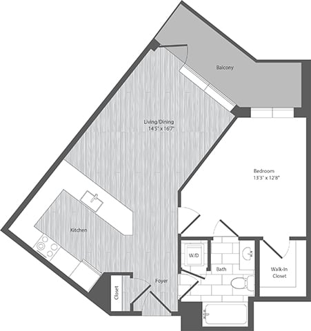 1 Bed 1 Bath - A1 floor plan