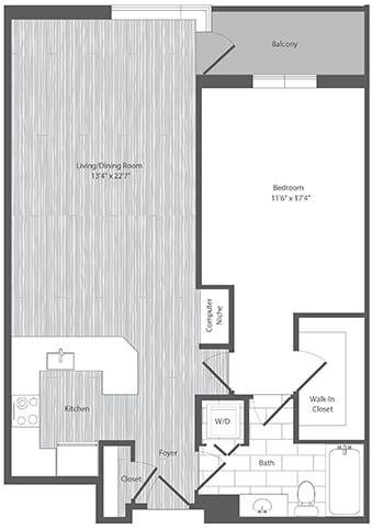 1 Bed 1 Bath - A9 floor plan