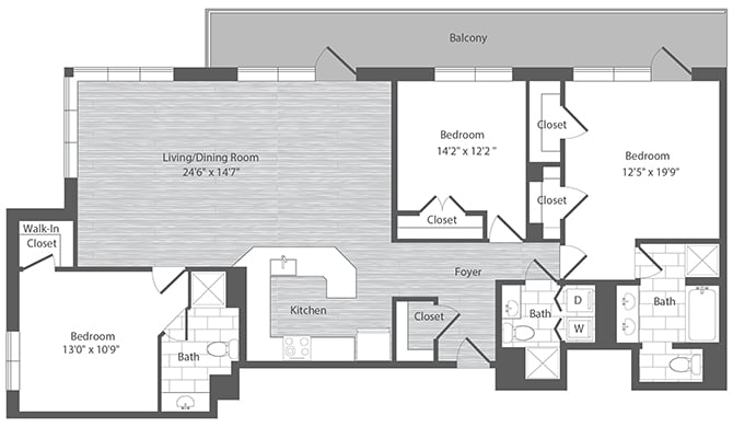 3 Bed 3 Bath - C2 floor plan