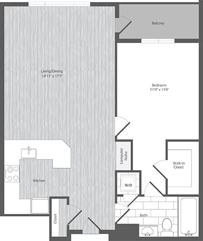 1 Bed 1 Bath - A7 floor plan