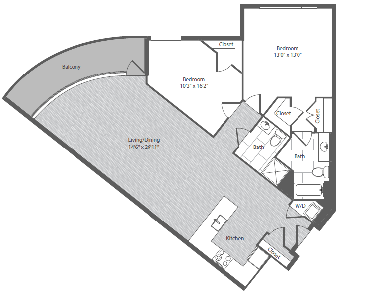 2 Bed 2 Bath - B9 floor plan