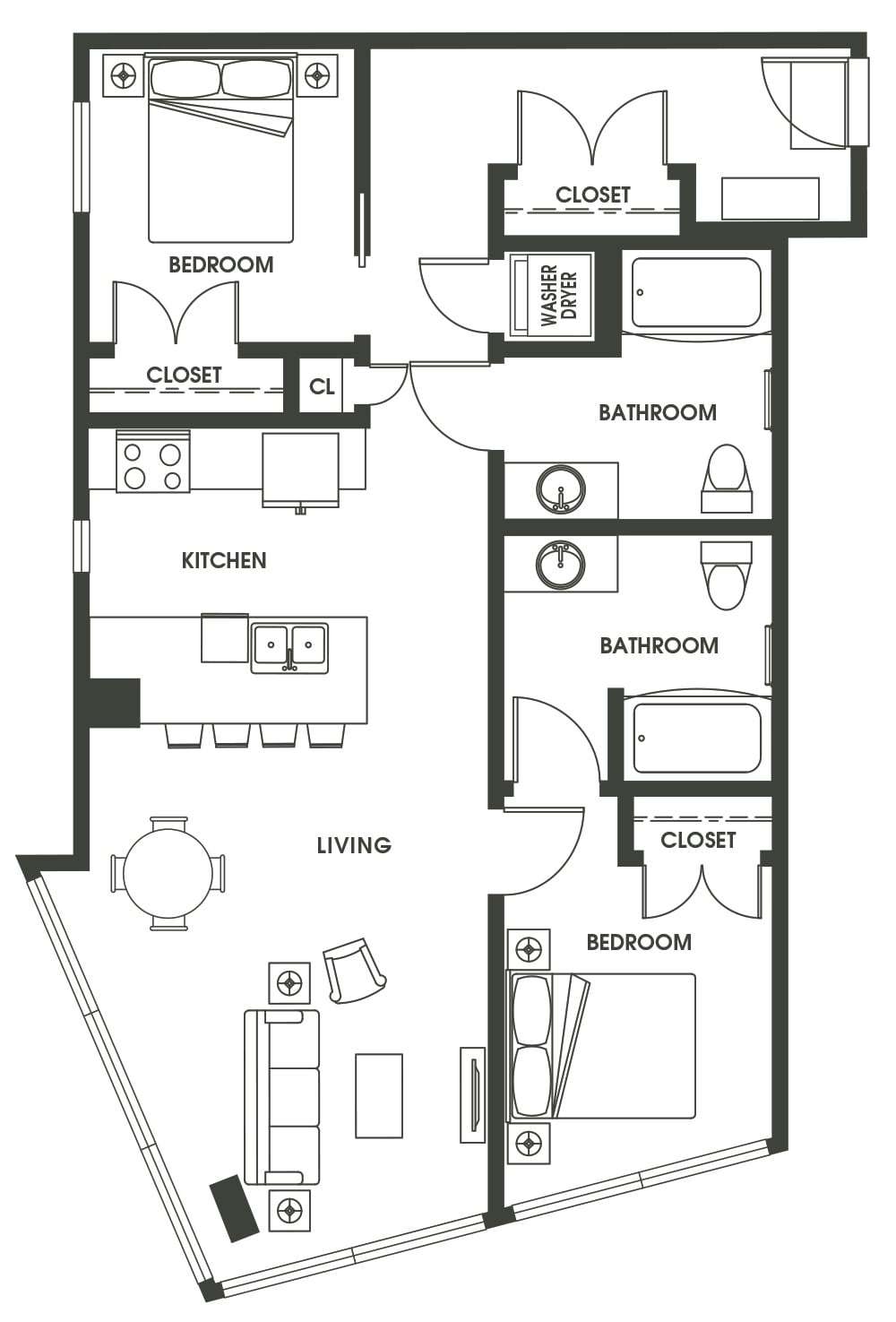 2 Bed 2 Bath B8 floor plan