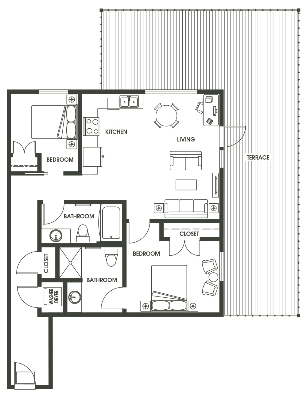 2 Bed 2 Bath B4 floor plan