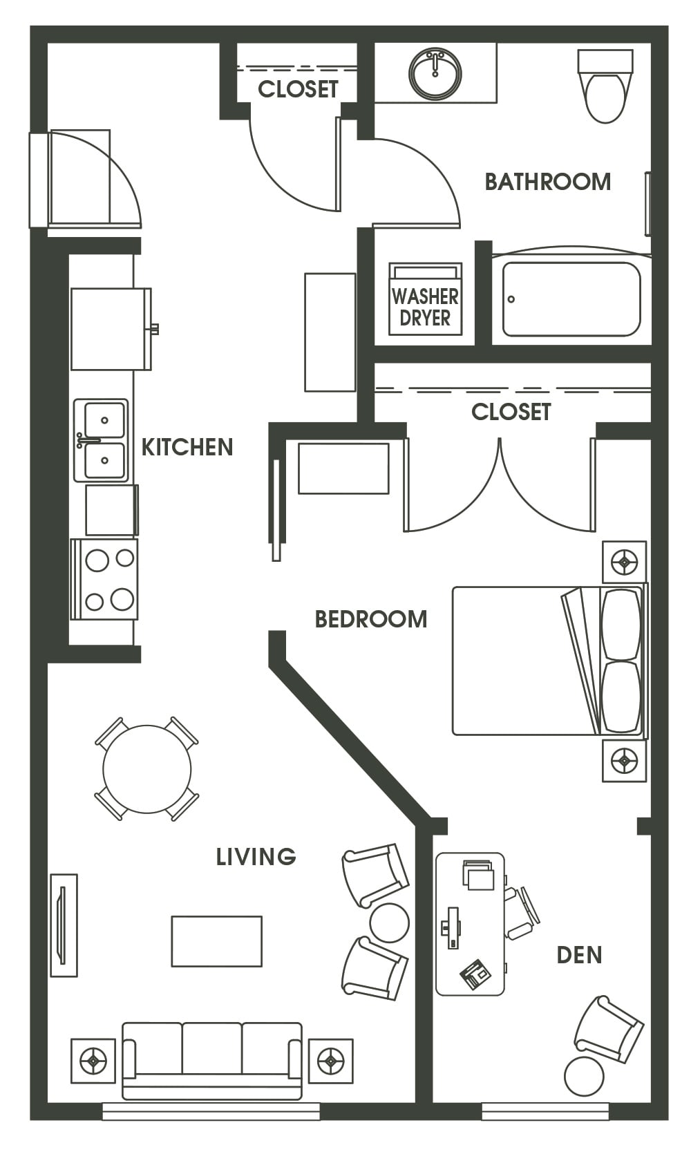1 Bed 1 Bath A8 floor plan