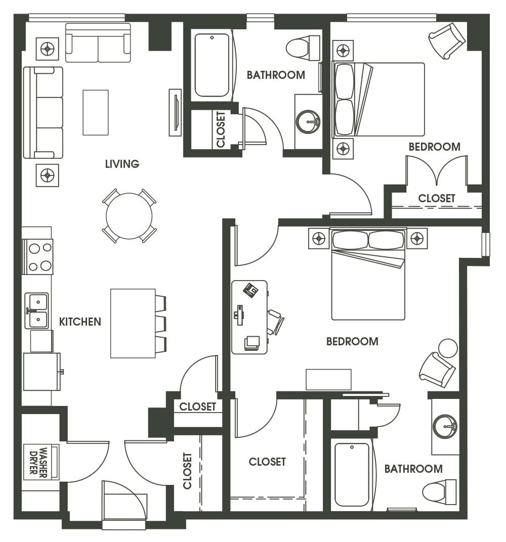 2 Bed 2 Bath B12 floor plan