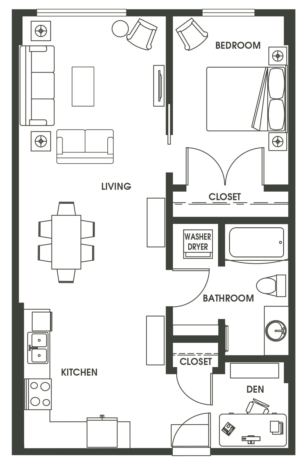 1 Bed + Den A14A floor plan