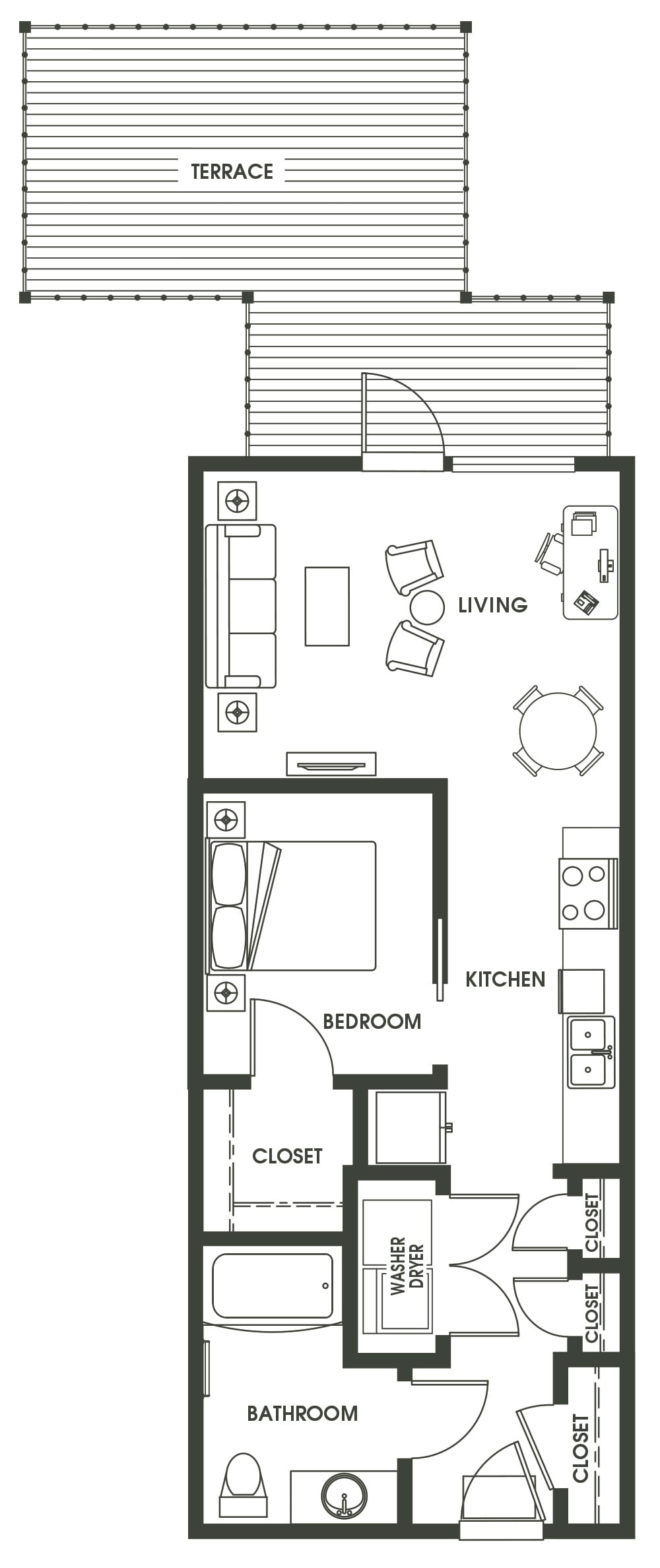 Open 1 Bed O2 floor plan