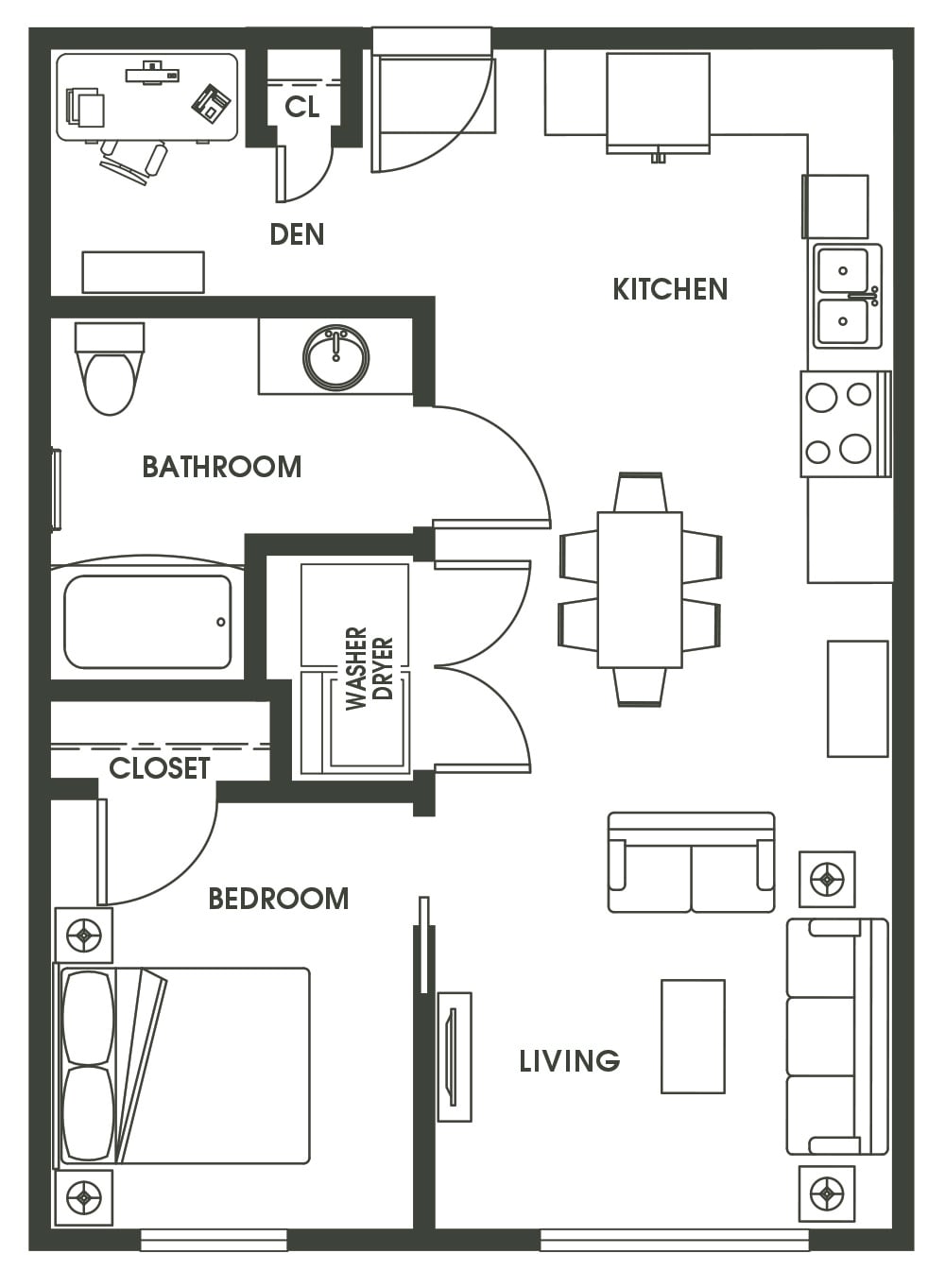 1 Bed + Den A6 floor plan