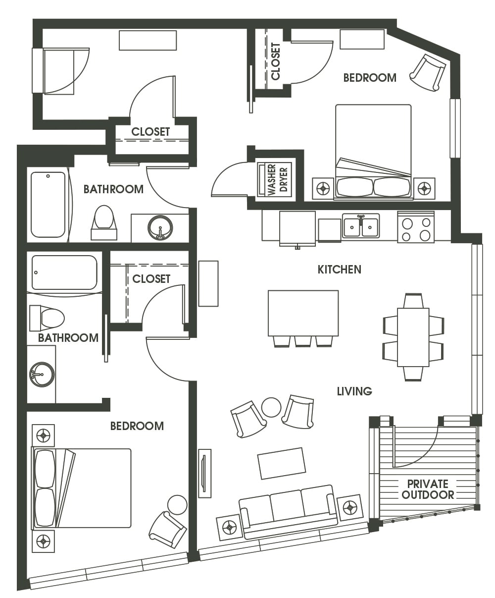 2 Bed 2 Bath B7 floor plan