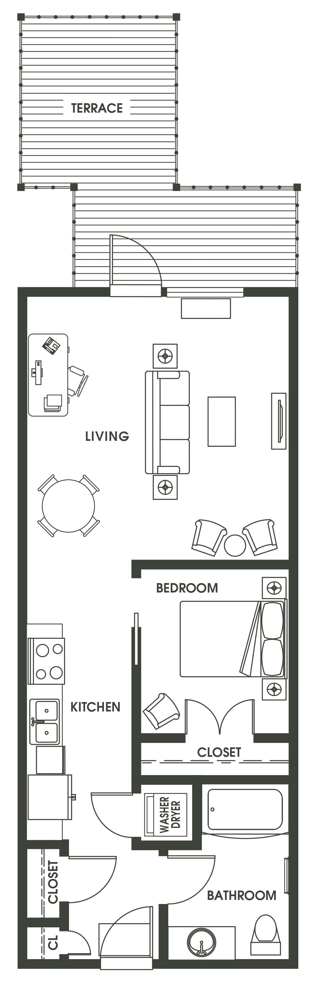 Open 1 Bed O4 floor plan