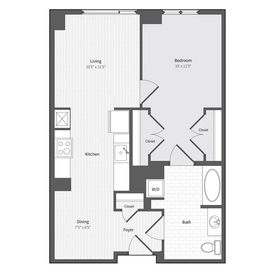 11F8A 1BR/1BA floor plan
