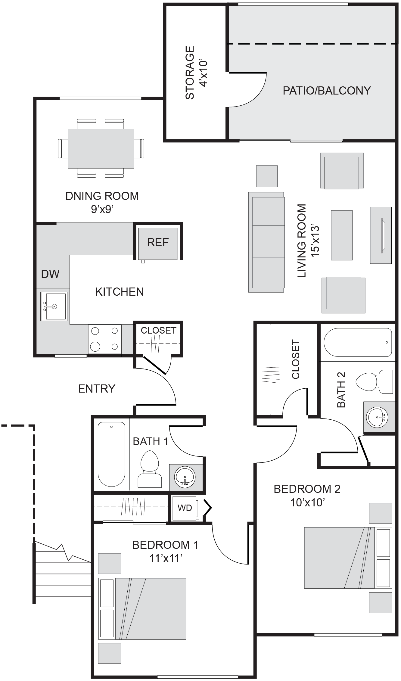 2 Bed/2 Bath-B floor plan