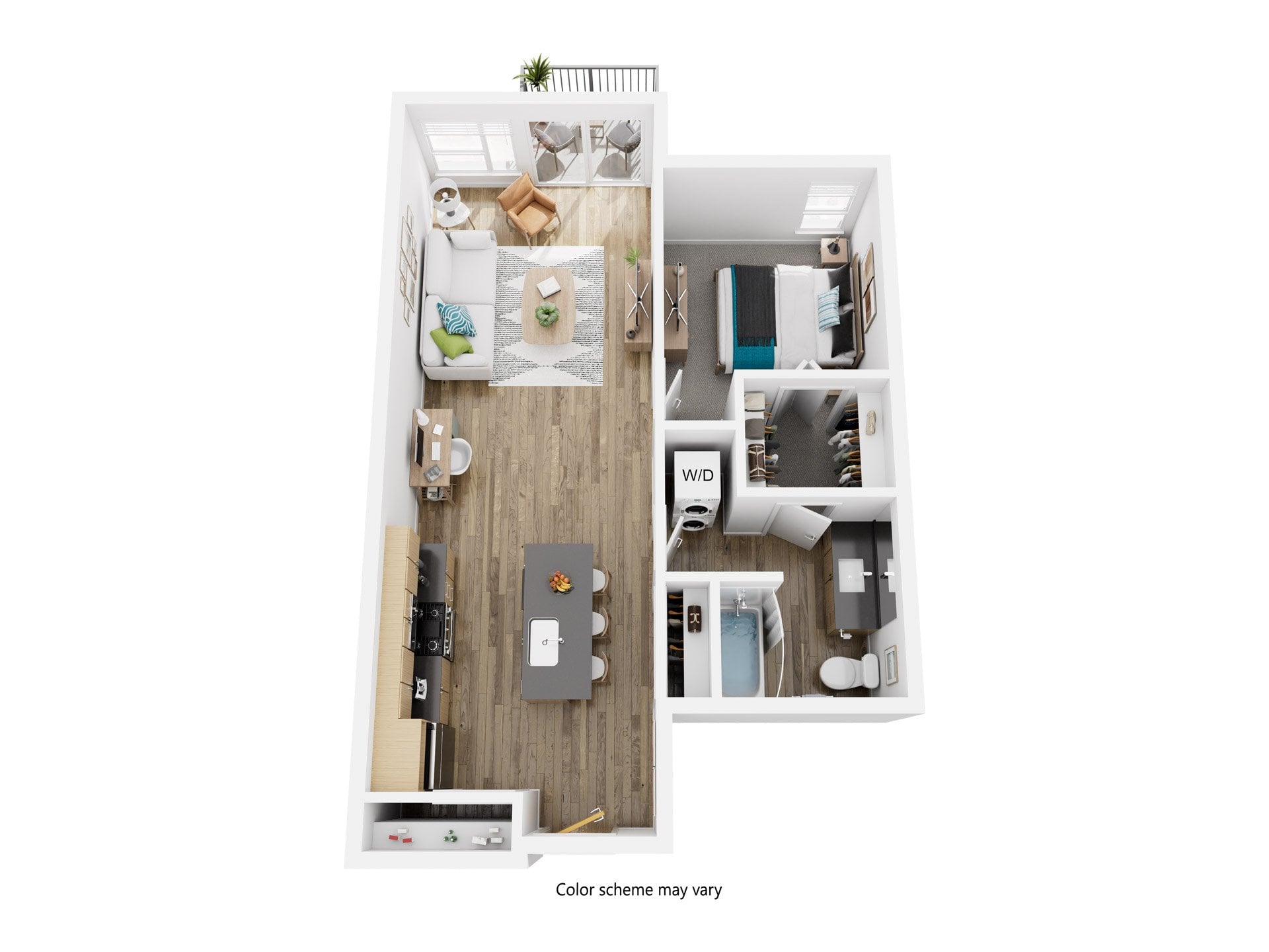 One Bed One Bath E 1 floor plan