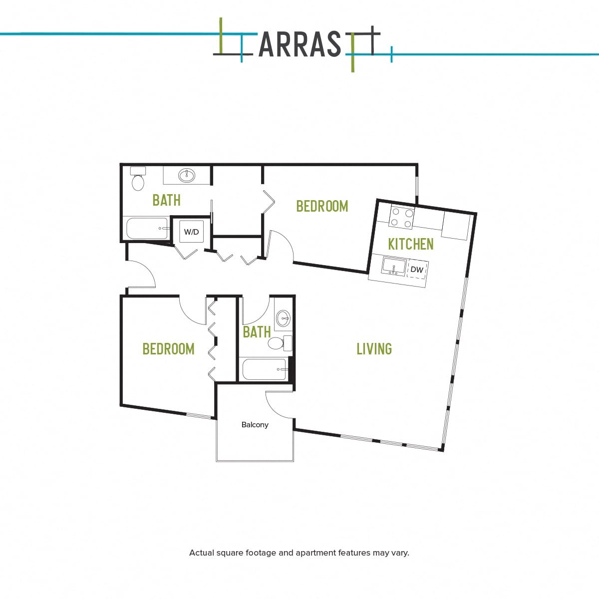 Two Bed Two Bath G 1 floor plan