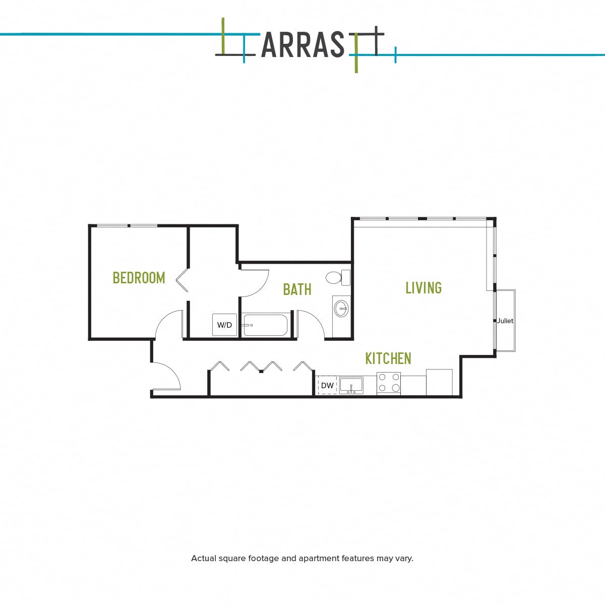 One Bed One Bath F 1 floor plan